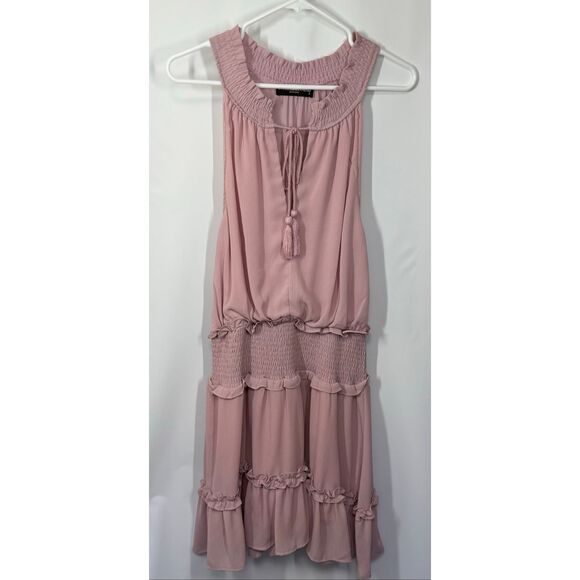 In the beginning Los Angeles pink chiffon tiered dress size Small - Picture 3 of 9